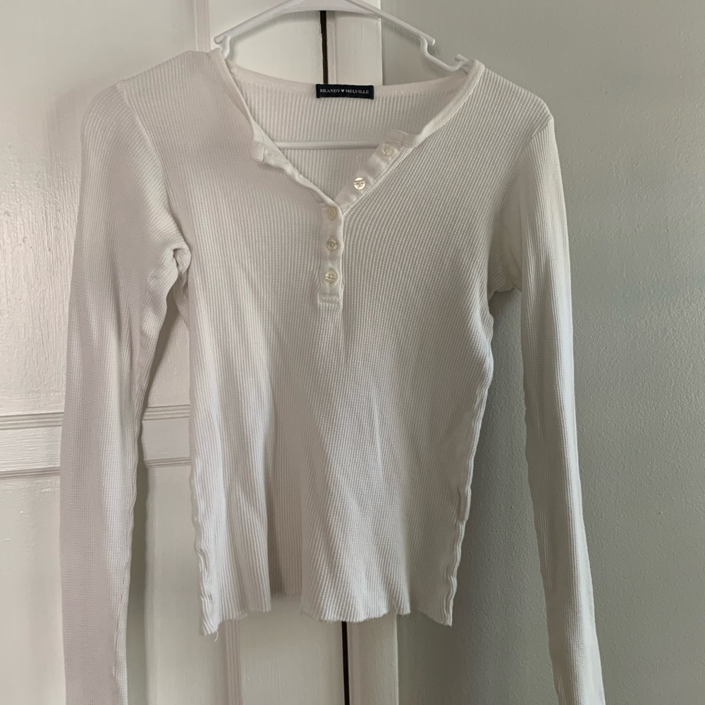 Brandy Melville white Long Sleeve Thermal